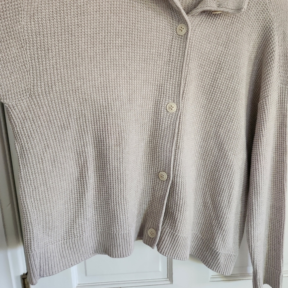 Eileen Fisher Peruvian Organic Cotton High Collar Cardigan - Picture 4 of 8